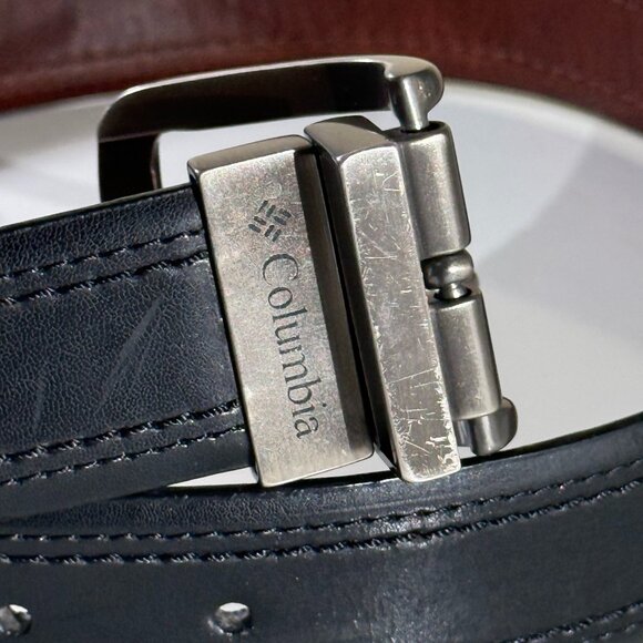 Columbia Men's Beveled Tan / Black Reversible Casual Jeans Belt Size 30-32 - Picture 1 of 4
